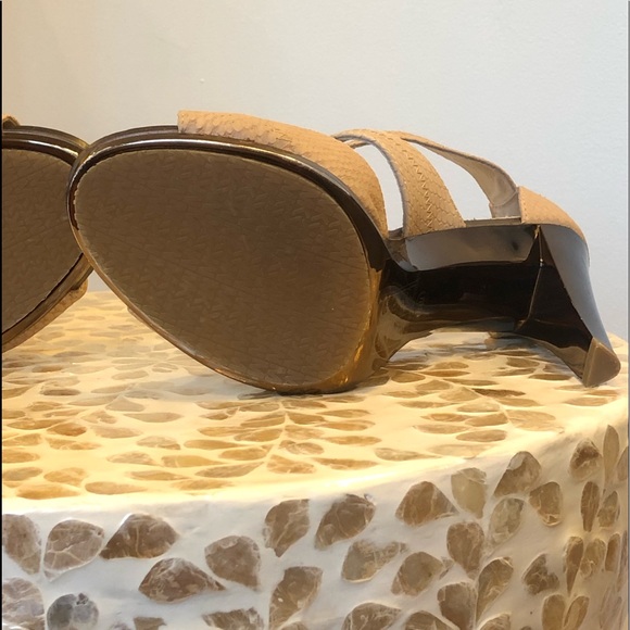 Michael Kors Bronze Metallic & Taupe Faux Snake Skin Pumps - Zipper Front - 8.5 - Picture 13 of 14